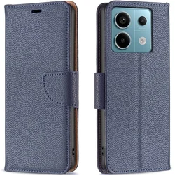 GS Ovitek za Xiaomi Redmi Note 13 Pro 5G, denarnica iz usnja Litchi, temno modra
