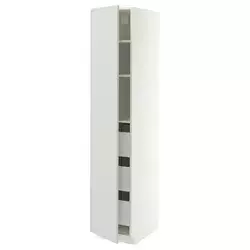 METOD / MAXIMERA Visoki element s fiokama, bela/Aspudden svetlosiva, 40x60x200 cm