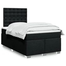 vidaXL Box spring postelja z vzmetnico črn 120x200 cm blago