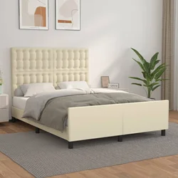 Okvir za krevet s uzglavljem krem 140x190 cm od umjetne kože