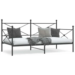 vidaXL Dnevna postelja brez vzmetnice Črna 100x200 cm Jeklo