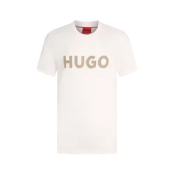 HUGO Majica Dulivio temno bež/bela