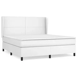 Vidaxl Box spring postelja z vzmetnico bela 180x200 cm umetno usnje