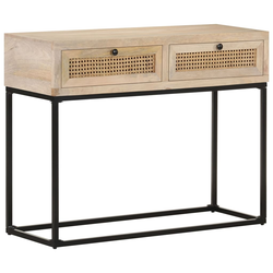 Konzolni stol 100x35x76 cm masivno drvo manga i prirodna trska