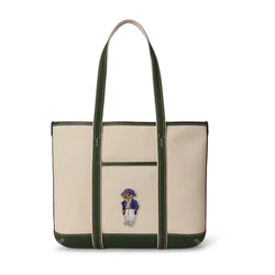 Polo Ralph Lauren Nakupovalna torba ecru/temno zelena
