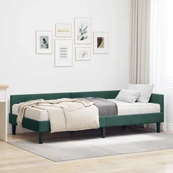 Kutni krevetni okvir s madracem Ostalo 2 pcs Zelena Baršun