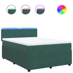 Vidaxl Box spring postelja z vzmetnico temno zelena 140x200 cm žamet