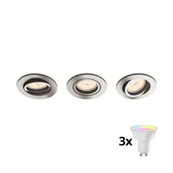 Philips 50393/11/PN- Komplet 3x LED RGBW prigušiva ugradno stropno svetlo 1xGU10/4,8W/230V hrom+daljinski upravljač
