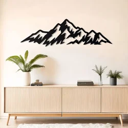 WallXpert metalni zidni ukras DCV-1063-MT, silueta planinskog venca, 70 x 20 cm, crni