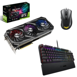 ASUS ROG Strix GeForce RTX 3090 OC 24GB Gaming Bundle uključujući ASUS TUF K3 gaming tipkovnicu i Asus TUF M3 gaming miš