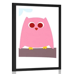 Plakat s paspartujem ljubke sovice - 20x30 silver
