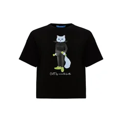 Cat e Lolette Majica Sport Cat with Dumbbells črna
