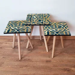 Hanah Home Set klub stočića 3Shp264, 3 komada, Šarena