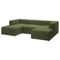 JÄTTEBO Modul.sofa s 3,5 sed. i lenjivcem, rukohvati Samsala/tamnožuta-zelena