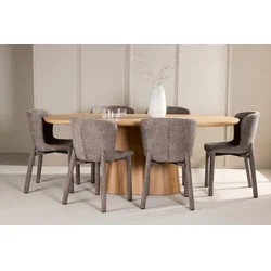 Venture Design Jedilna miza in komplet stolov Stjärnö miza in 6 stolov Astoria 200x90 cm rjava