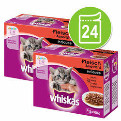 Mega pakiranje Whiskas Junior vrečke 24x100 g - Ribji izbor v želeju