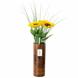 botle Keramična cvetlična vaza Rjava mat V 31,5 cm D 11,7 cm Dekorativna namizna vaza Tube Flowers Deco Orchid Modern Glamour