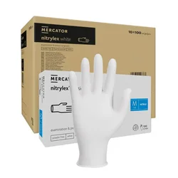 Nitrilne rokavice M bele Nitrylex Classic bele 100 kosov v kartonu 10 kosov