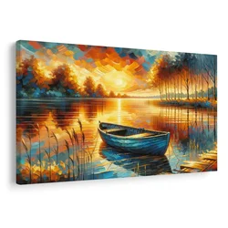 Slika večerni mir ob jezeru - 60x40