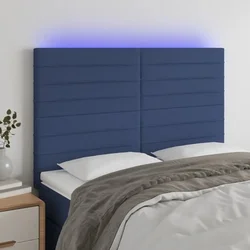 Vidaxl vidaXL Vzglavje postelje z LED modro 144x5x118/128 cm blago
