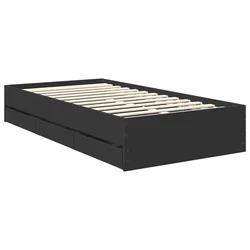 vidaXL Konstrukcija postelje Črna 90 x 190 cm Inženirsko leseno