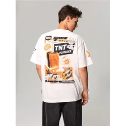Sinsay - Pamučna majica sa printom na leđima Looney Tunes - krem