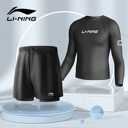 Li-Ning Muški set za kupanje, Majica i šorts, Dug rukav, Crni