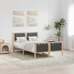 Krevetna konstrukcija s uzglavljem Tamno siva 120 x 190 cm