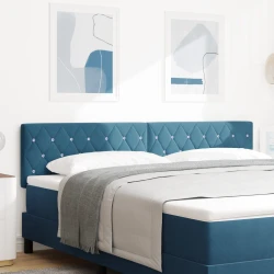 Vidaxl LED vzglavje z LED lučmi Argyle Temno modra 90 cm Žamet