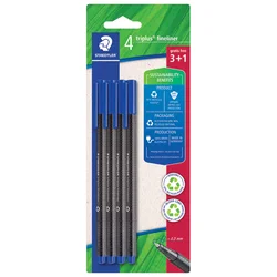 FLOMASTER FINELINER 0,3MM PK3 PLUS 1 GRATIS RECIKLIRANI TRIPLUS STAEDTLER 334 R-3BK4 PLAVI