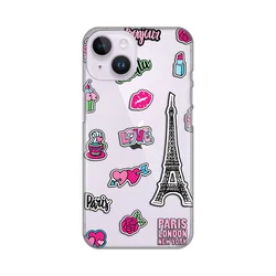 Silikonska maska za iPhone 14 6.1 Love Paris Print Skin providna