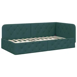 Vidaxl Kotna postelja Temno zelena 100 x 200 cm blago