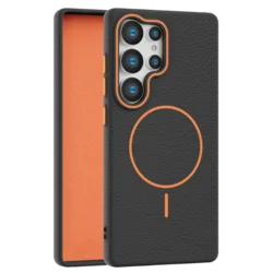 Leather Grip MagSafe maska za Samsung Galaxy S25 Ultra - Crna