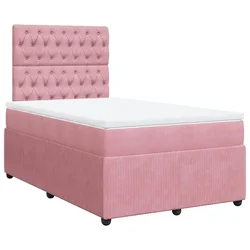 Vidaxl Box spring postelja z vzmetnico roza 120x200 cm žamet