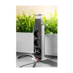 GTV Potopna vtičnica 3x220V O60mm, siva