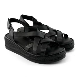 LP Fashion Ženske kožne sandale, Crne