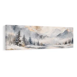 Slika meglena dolina v zimski pokrajini - 90x30