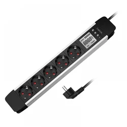 Produžni kabl LCD displej potrošnje, aluminijum, 5 mesta, Logilink