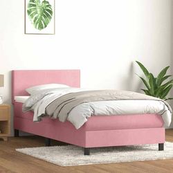 Box Spring krevet s madracem i LED ružičasti 90x210 cm samt
