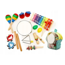 Eco toys drveni muzički instrumenti za decu set od 10 komada sa rancem ( ma01 )