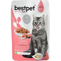 BESTPET Sosić od komadića lososa u želeu za mačke Sterilised cat Grain Free 85g