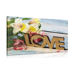 Slika z lesenim napisom Love - 40x30