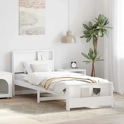 vidaXL Konstrukcija postelje Bela 90 x 200 cm Trdna borovina