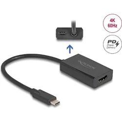 Adapter DELOCK, USB-C (m) na HDMI (Ž), ČRNi