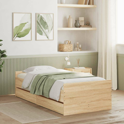 Vidaxl Posteljni okvir s predali sonoma hrast 90x190 cm