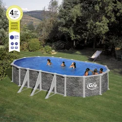 Montažni bazen GRE 7.3m x 3.75m x 1.2m ovalni u boji kamena