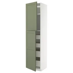METOD / MAXIMERA Vis.el. s 2 vrata/4 fioke, bela/Axstad sivozelena, 60x60x240 cm