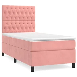 Vidaxl Box spring postelja z vzmetnico roza 80x200 cm žamet