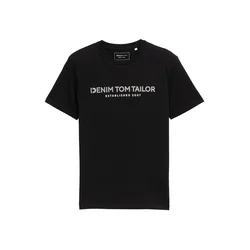 TOM TAILOR DENIM Majica svetlo siva/črna/bela