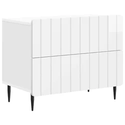 Noćni ormar s ladicama Bijela visokog sjaja 62 x 34,5 x 49,5 cm
